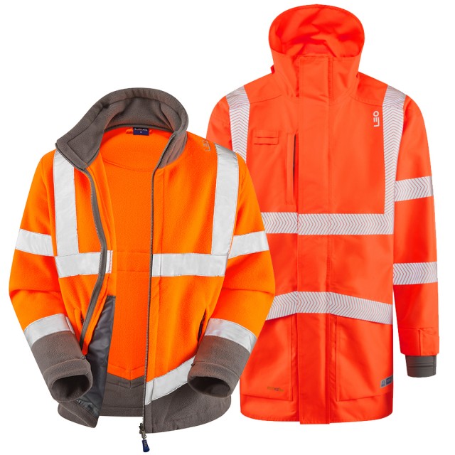 Leo Workwear Clovelly Anorak with Hartland Fleece - Orange